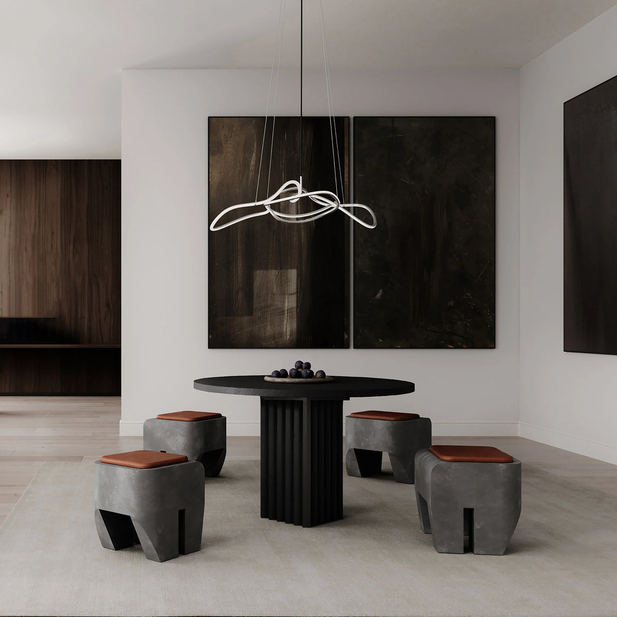 Sculpt Stool - Concrete & Leather