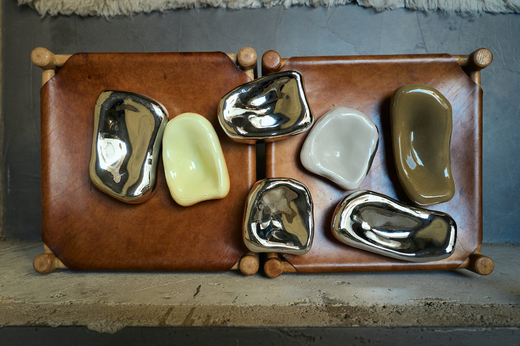 Glass sculpture chrome