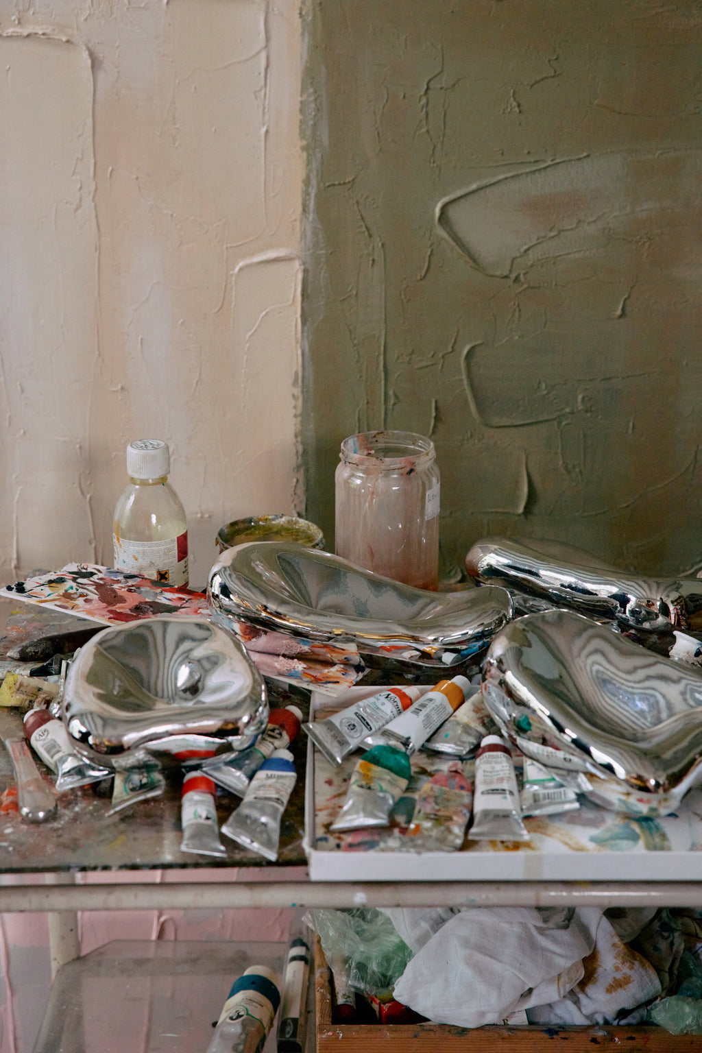 Glass sculpture chrome