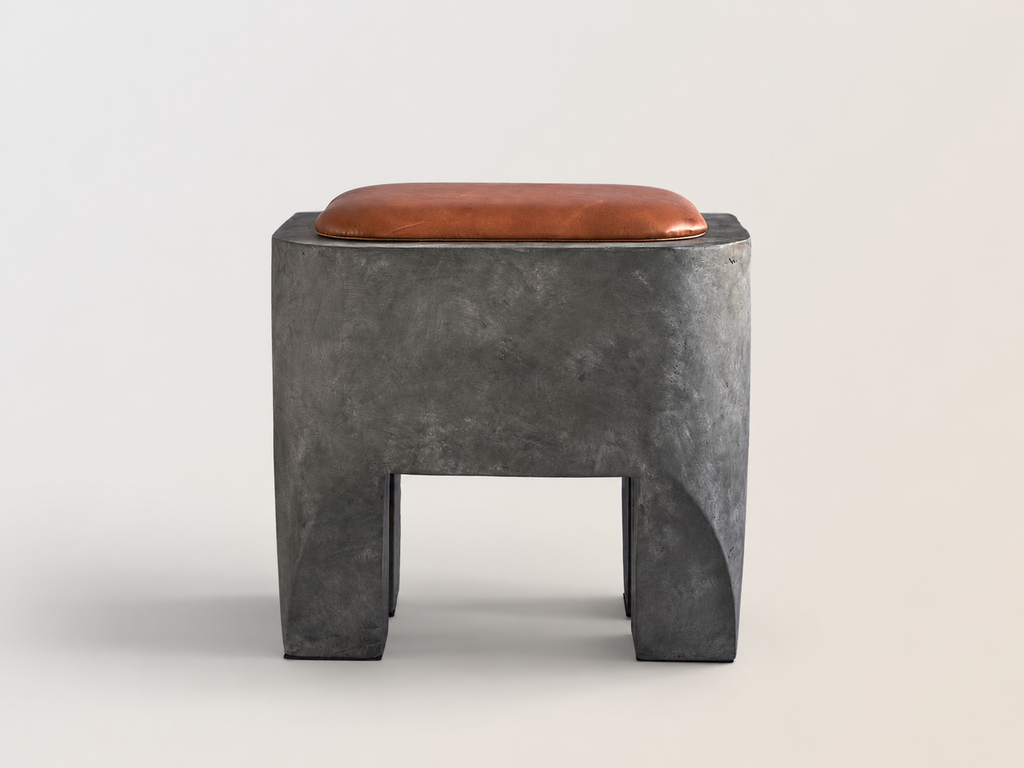 Sculpt Stool - Concrete & Leather